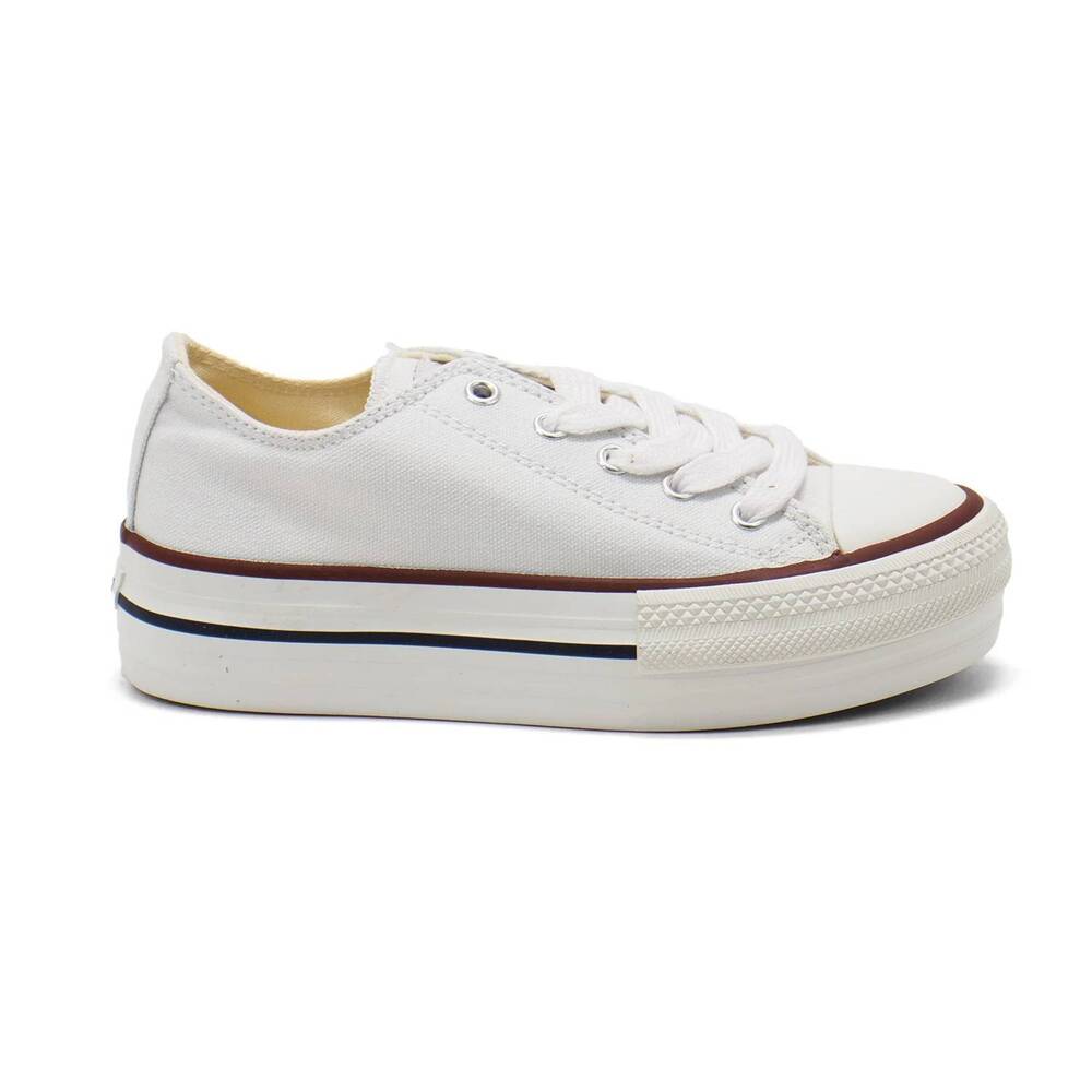 NEW VICTORIA girls' tribu canvas platform trainers shoes in white